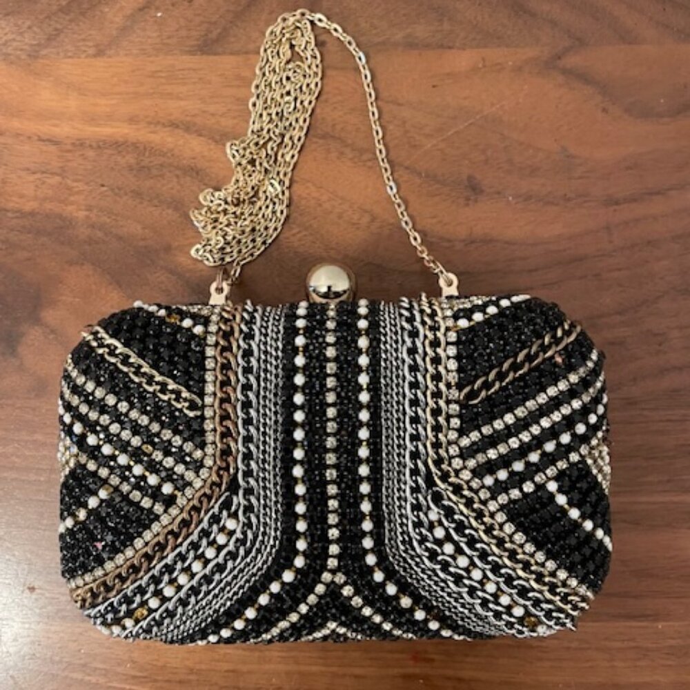 Zara woman rhinestone embellished clutch bag